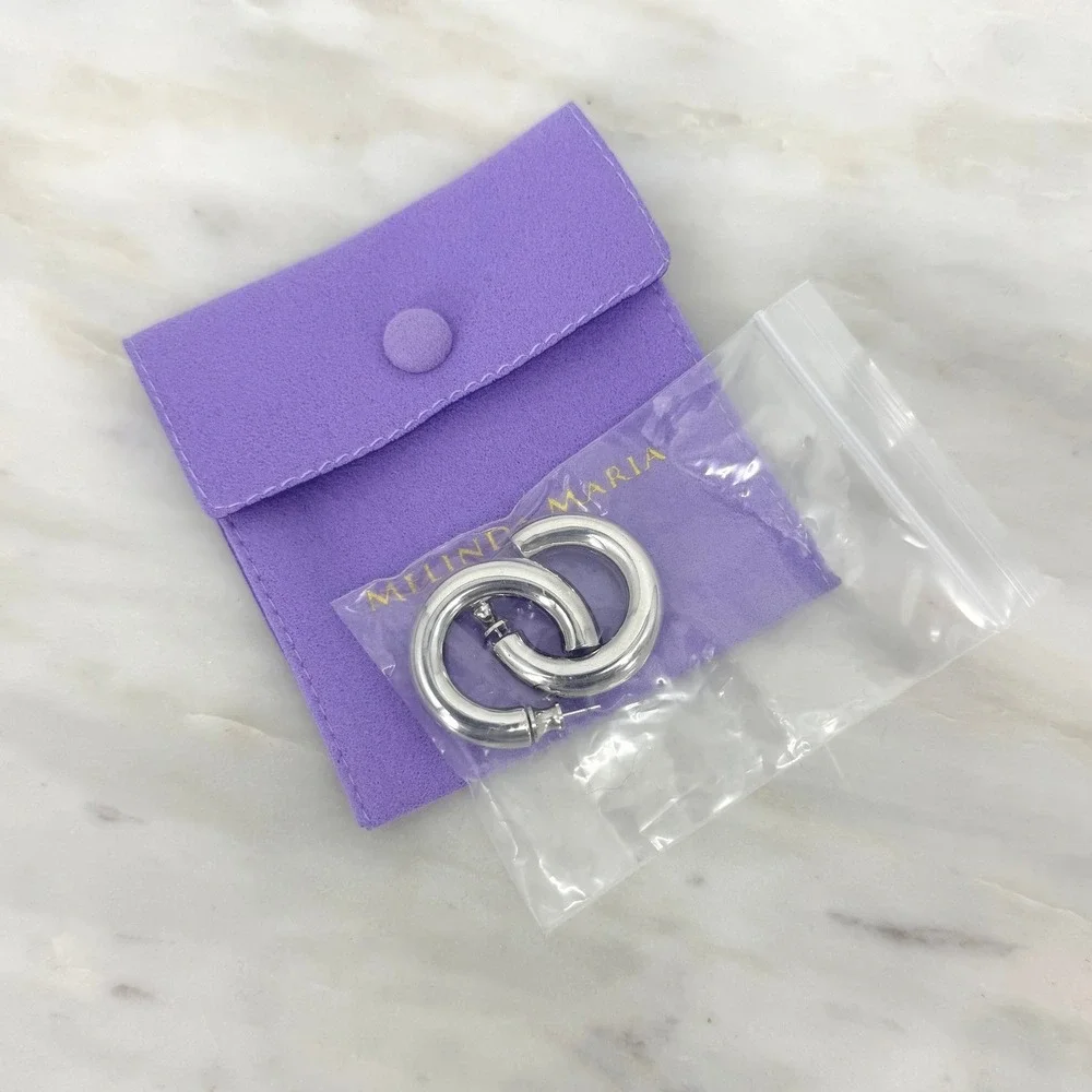 Melinda Maria She's So Smooth Tube Hoop Silver Plated Hoop Earrings